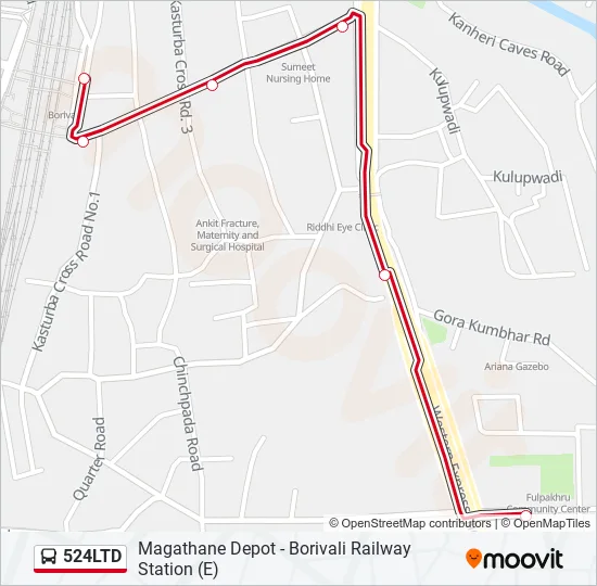 524LTD Bus Line Map
