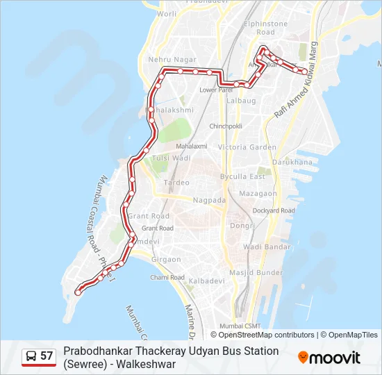 57 Bus Line Map