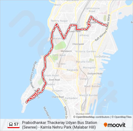 57 Bus Line Map