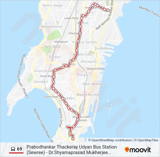 69 Bus Line Map