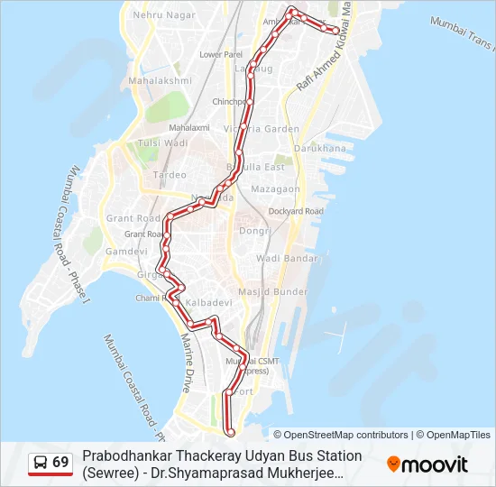 69 Bus Line Map