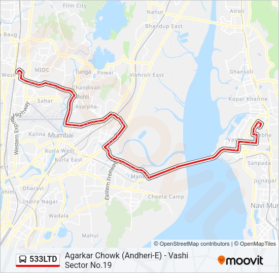 533LTD Bus Line Map