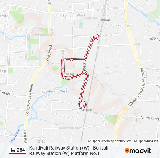 284 Bus Line Map