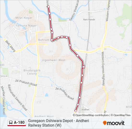 A-180 bus Line Map