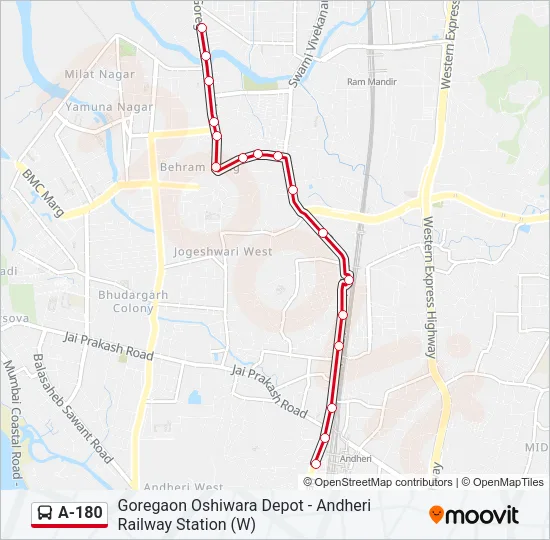 A-180 Bus Line Map