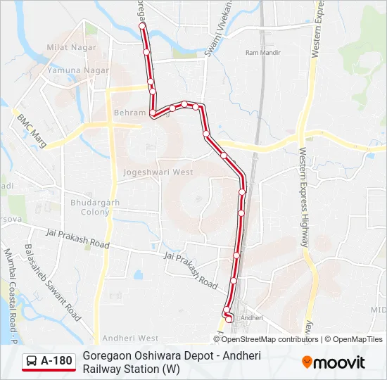 A-180 Bus Line Map
