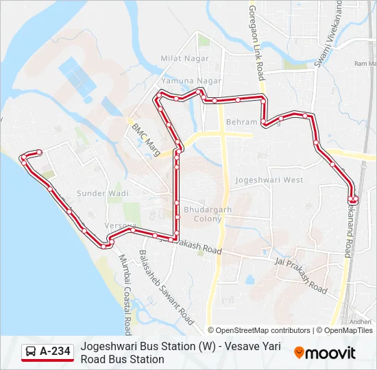 A-234 Bus Line Map