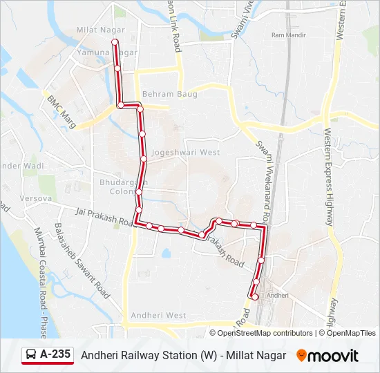 A-235 Bus Line Map