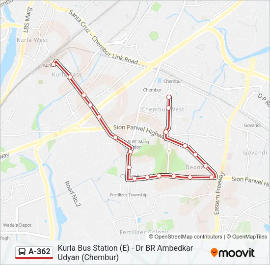 A-362 Bus Line Map