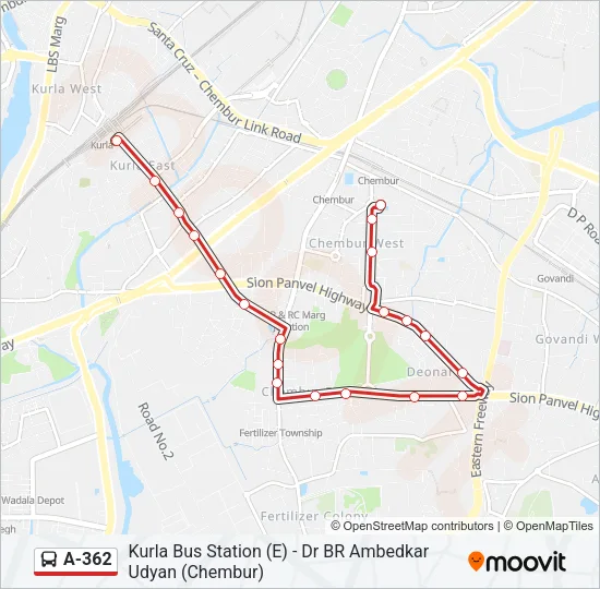 A-362 Bus Line Map