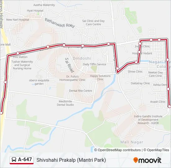 A-647 Bus Line Map