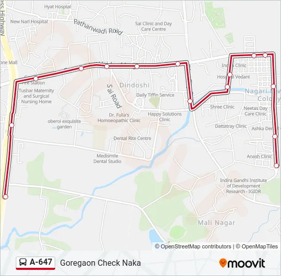 A-647 Bus Line Map