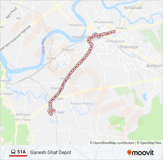 51A bus Line Map