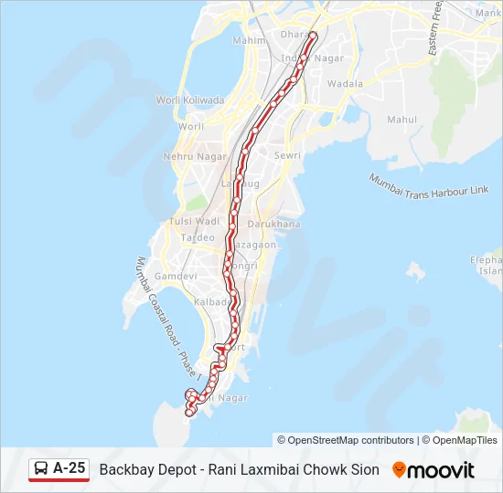 A-25 Bus Line Map
