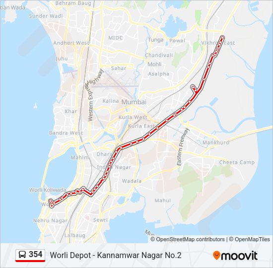 354 bus Line Map