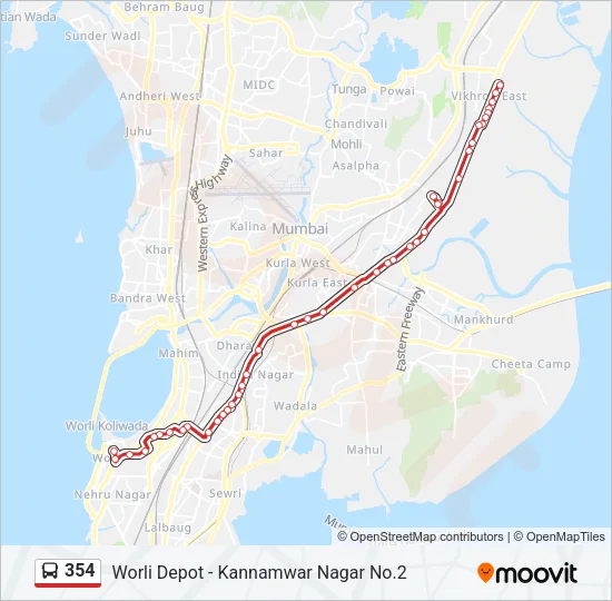 354 Bus Line Map