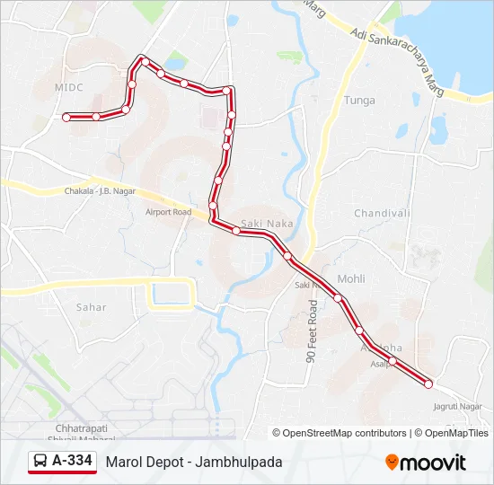 A-334 Bus Line Map