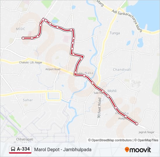 A-334 Bus Line Map