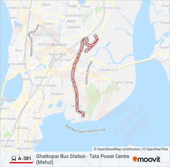 A-381 bus Line Map