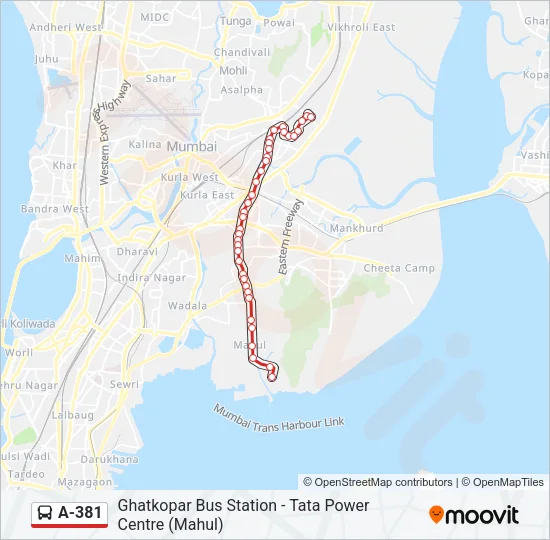 A-381 Bus Line Map
