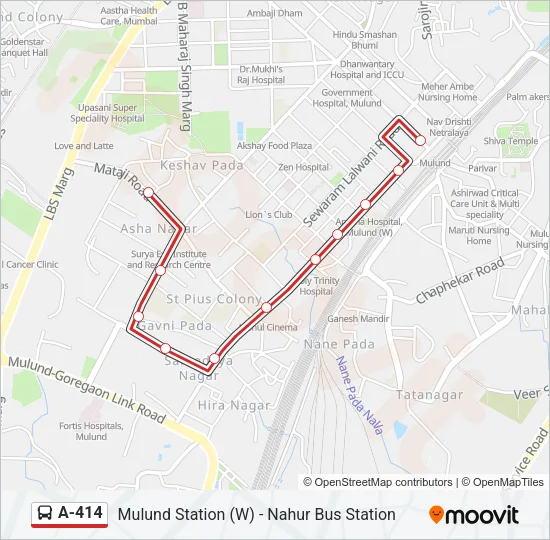 A-414 Bus Line Map