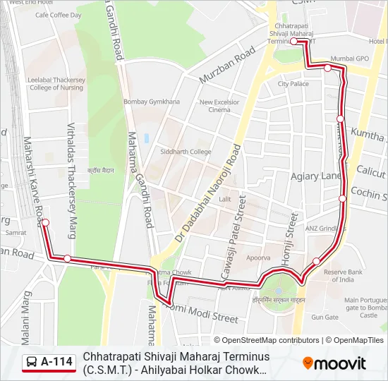 A-114 Bus Line Map