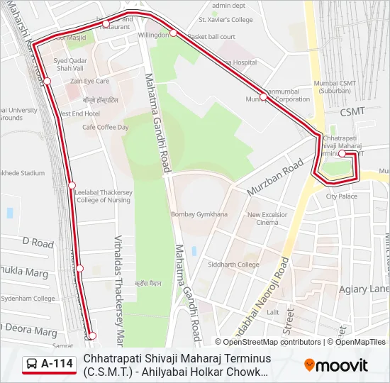 A-114 Bus Line Map