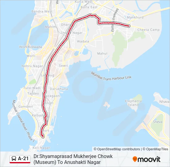 A-21 Bus Line Map