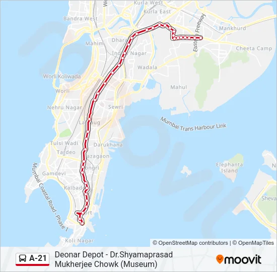 A-21 Bus Line Map
