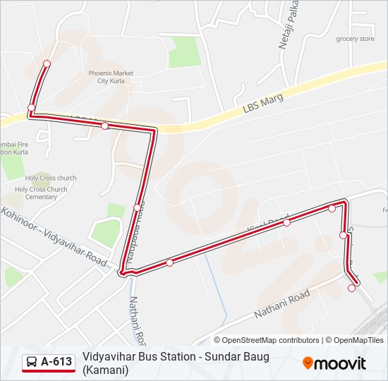 A-613 bus Line Map