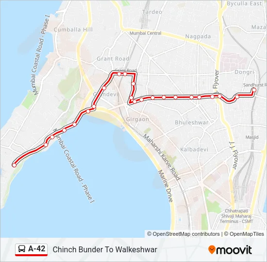A-42 Bus Line Map