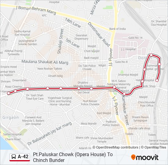 A-42 Bus Line Map