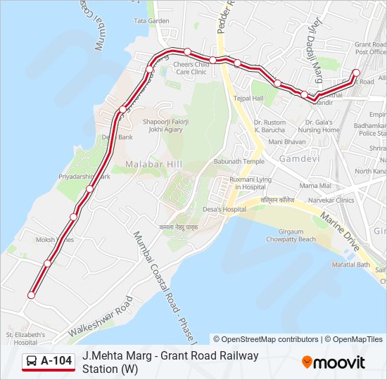 A-104 bus Line Map