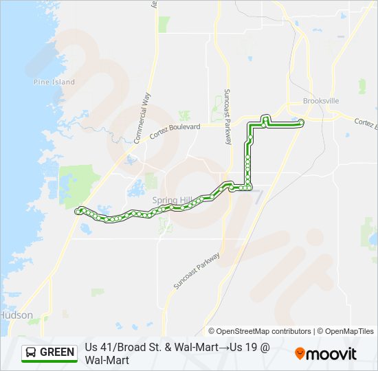 GREEN Bus Line Map