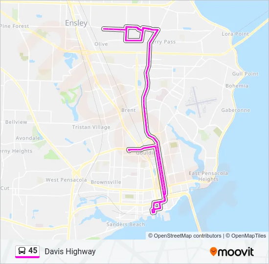 45 Bus Line Map