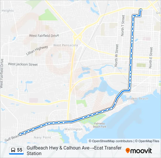 55 Bus Line Map
