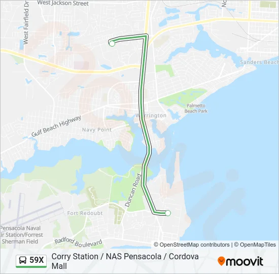 59X Bus Line Map