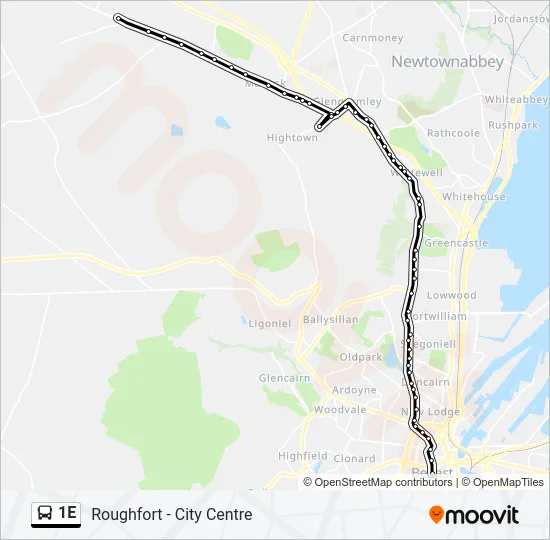 1E Bus Line Map