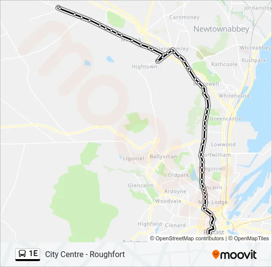 1E Bus Line Map