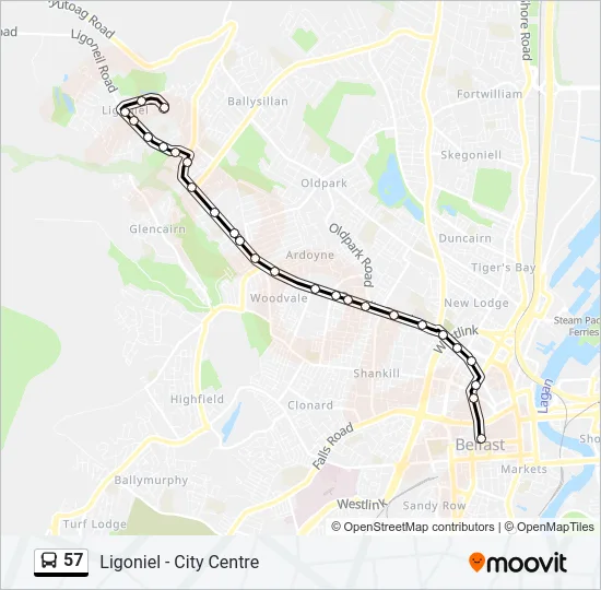 57 Bus Line Map