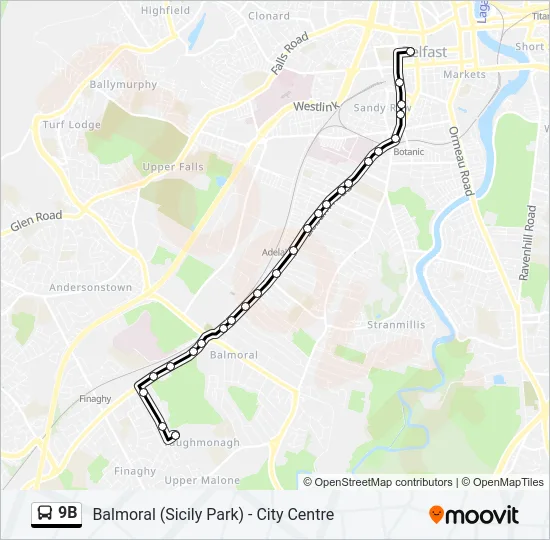 9B Bus Line Map
