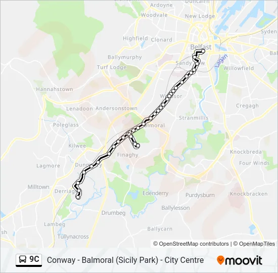 9C Bus Line Map