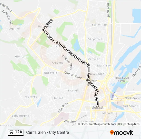 12A Bus Line Map