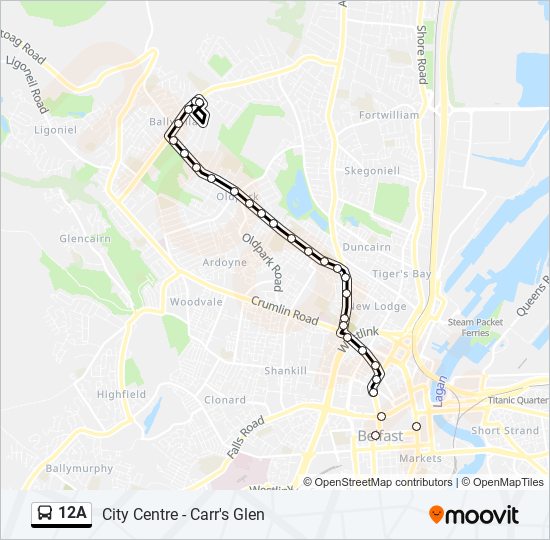 12A bus Line Map