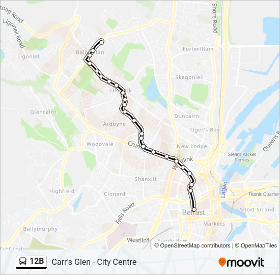 12B Bus Line Map