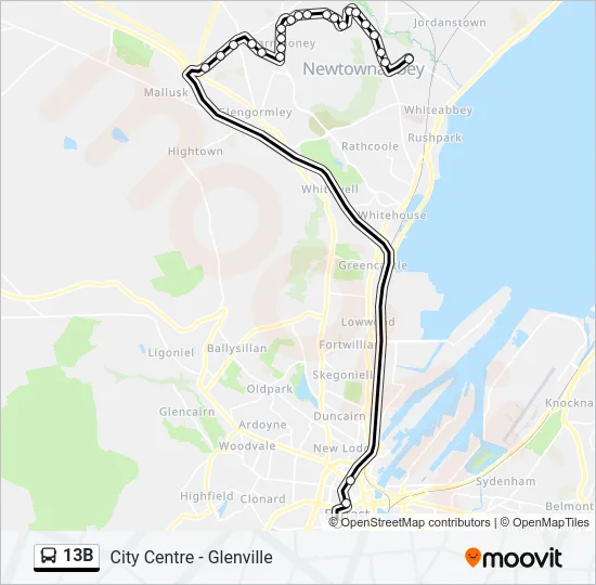 13B Bus Line Map