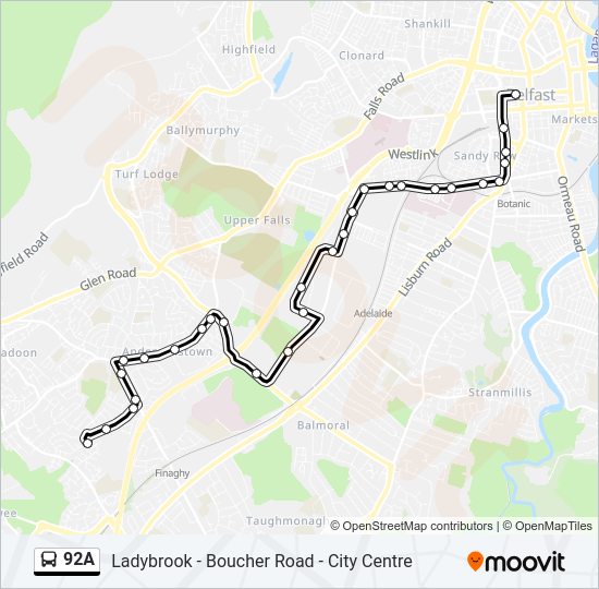 92A Bus Line Map