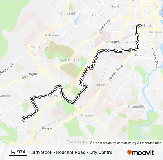 92A Bus Line Map