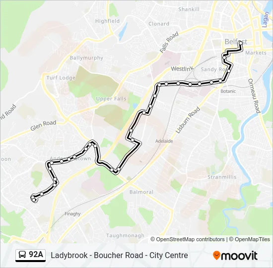 92A Bus Line Map