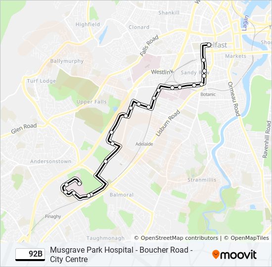 92b Route Schedules, Stops & Maps Musgrave Park Hospital Boucher Road City Centre (Updated)